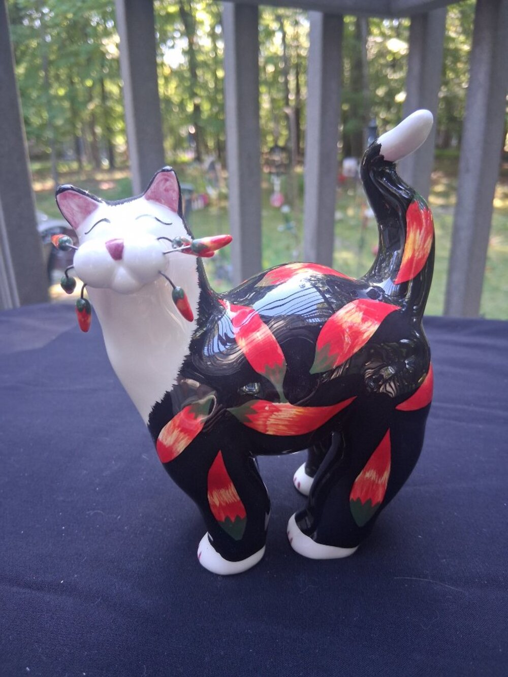 Amy Lacombe WhimsiClay Chilli Pepper Tuxedo Cat Figurine Willitts VTG